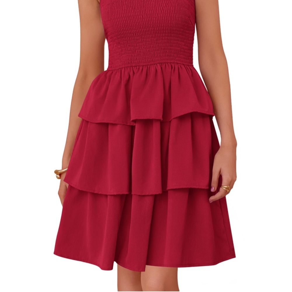 Elegant Red Tiered Dress
